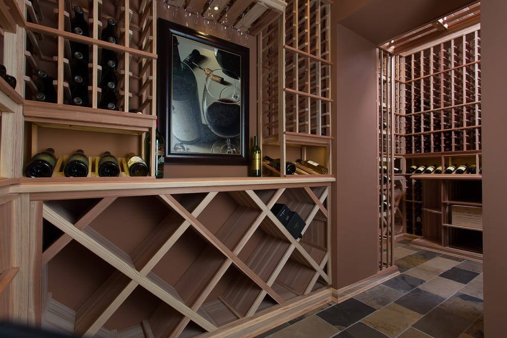 Wooden wine storage room